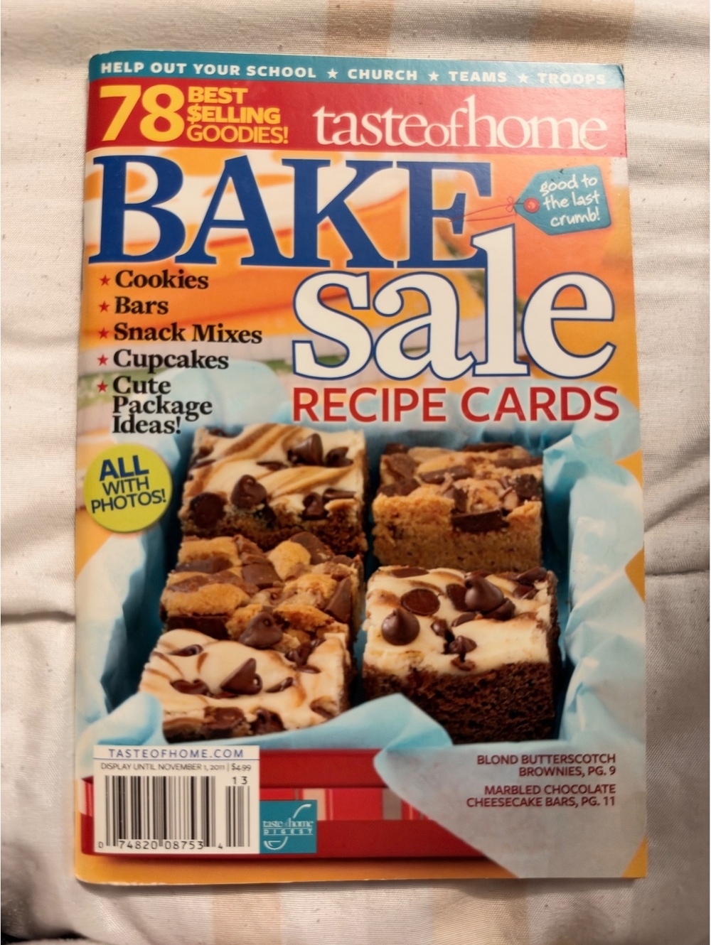 Taste of Home Bake Sale Recipe Cards Magazine